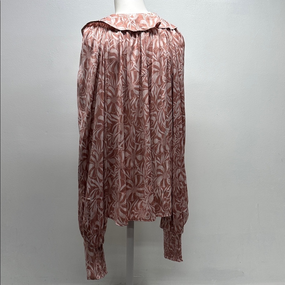 Florence Balducci Anthropologie Femme Blouse Collared Long Sleeve Top Pink Large - Picture 7 of 13